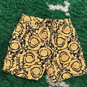 Versace Men's Athletic Shorts in Black and Gold